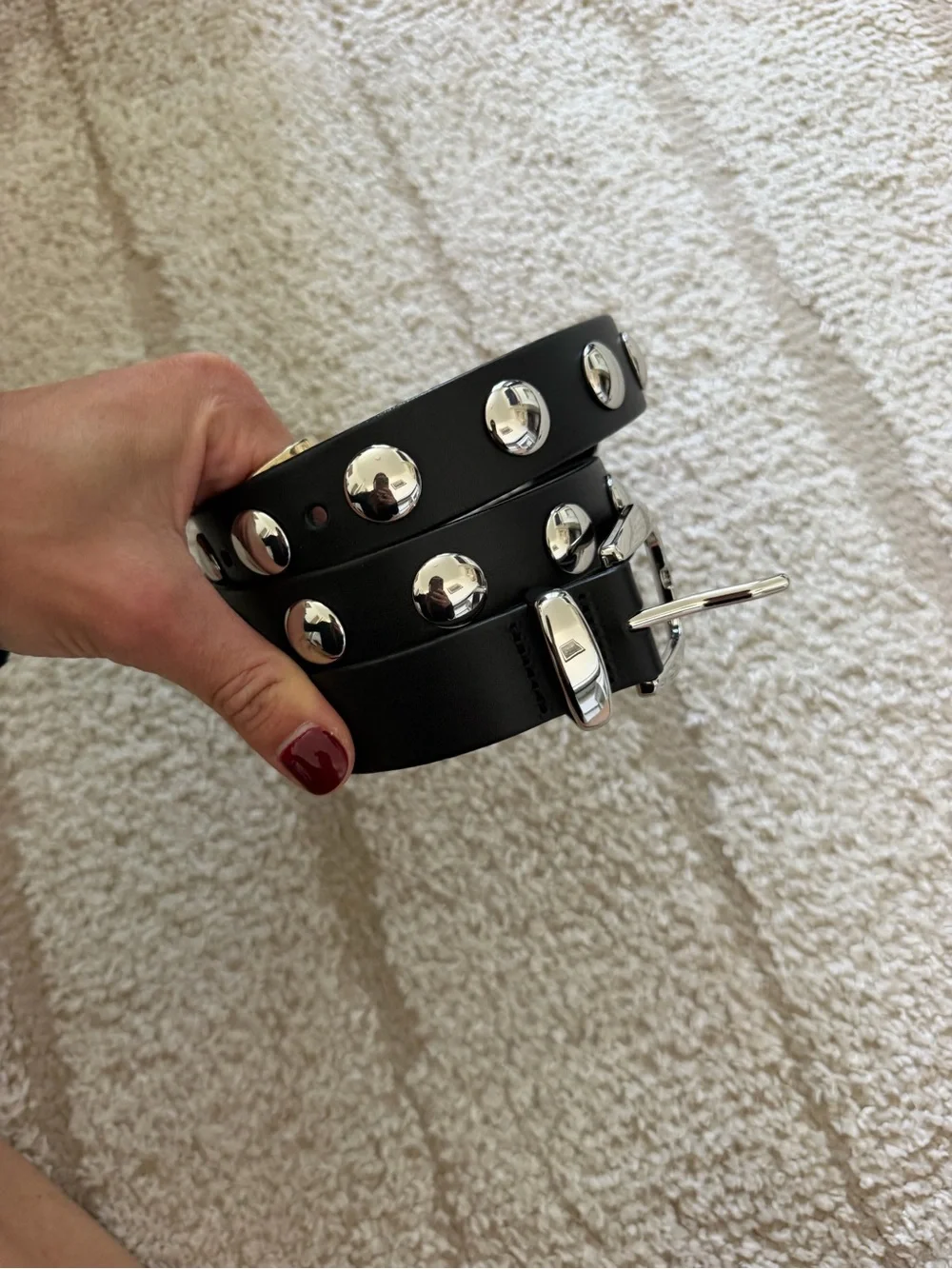 Madewell Black and silver belt with studs